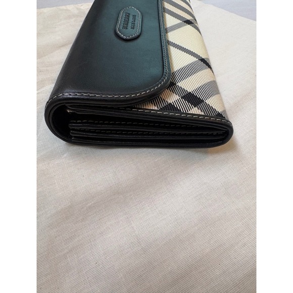 Burberry Blue Label Nova Check Black Leather Flap Long Wallet Excellent - Picture 6 of 15